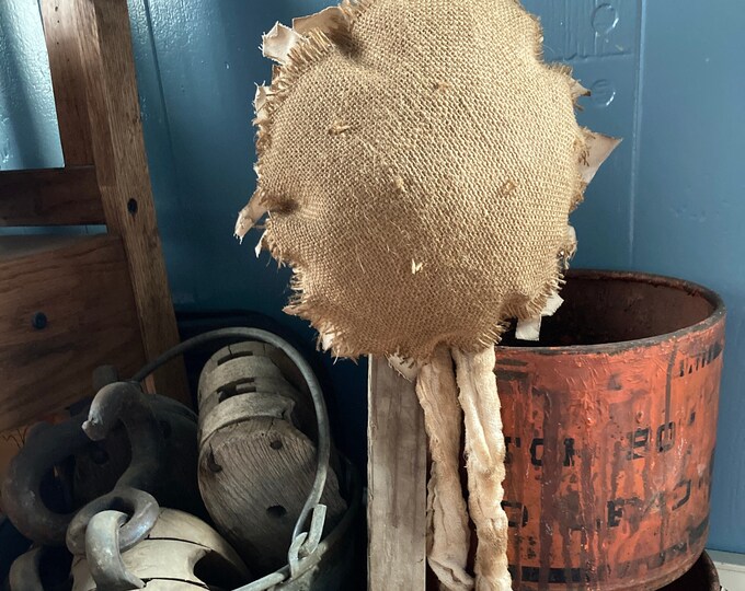 Coffee-Stained Giant Burlap and Muslin Sunflower and Cheesecloth Tobacco Lath Poke