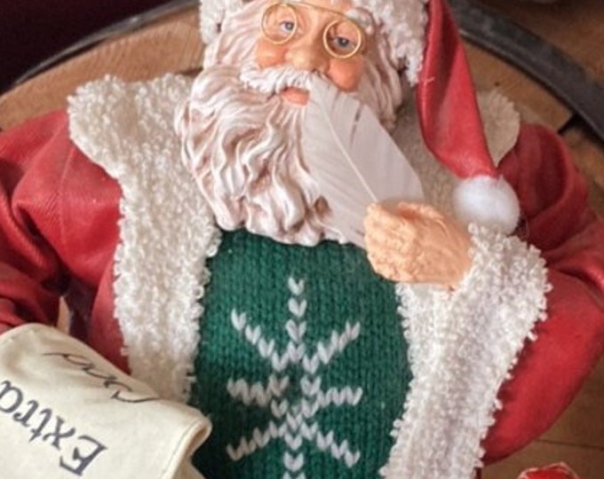 Vintage Santa with Bag of Toys and Extra Good List of Names