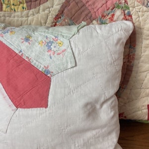 Reversible Vintage Quilt Squares Made Into Pillow