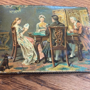 Vintage Mauchline Ware “What Shall I Play?” Trinket Box