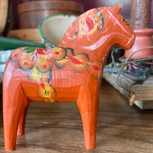 Antique Wooden Handpainted Swedish Dala Horse
