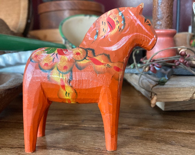 Antique Wooden Handpainted Swedish Dala Horse