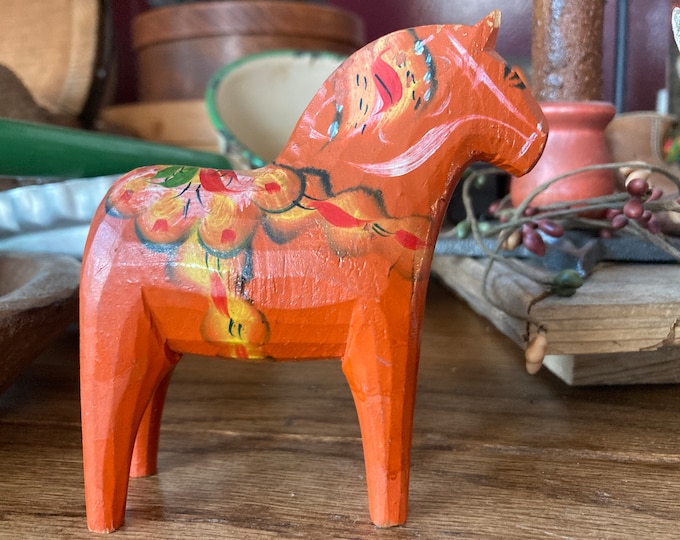 Antique Wooden Handpainted Swedish Dala Horse