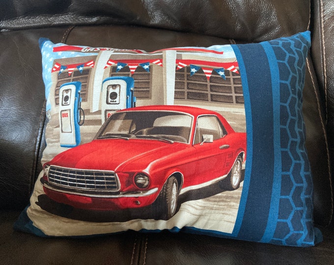 Reversible Muscle Car Americana Style Pillow