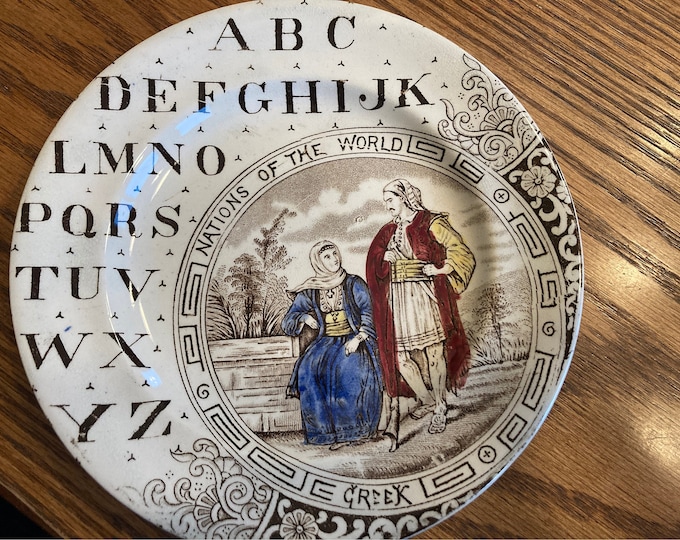 Antique “Nations of the World” Greece Alphabet Child’s Plate