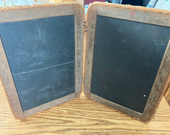 Antique Pupil’s Double-Sided Chalkboard with Wooden Frame