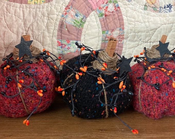 Upcycled Knit Sweater Pumpkin Set