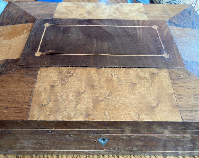 Antique Inlaid Wood Document Box