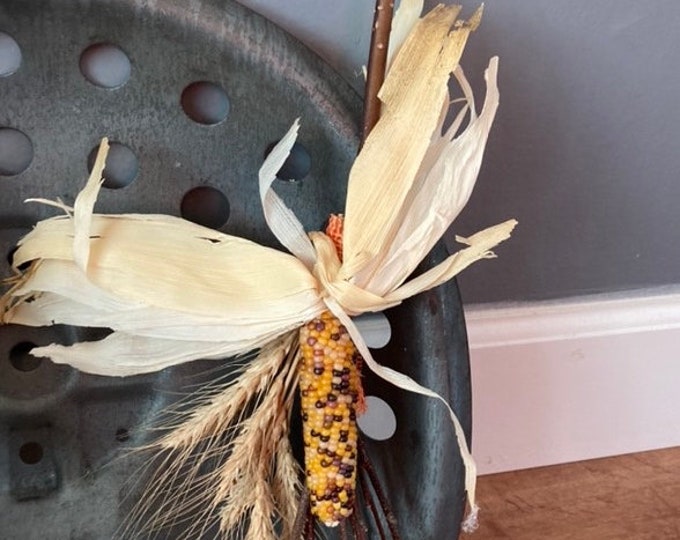 Halloween Witch Broom Ornamental Corn and Winter Wheat Primitive/Country Style Decor