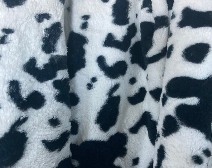 Minky Cow Prints and Black Zig-Zag Luxe Fleece Blanket