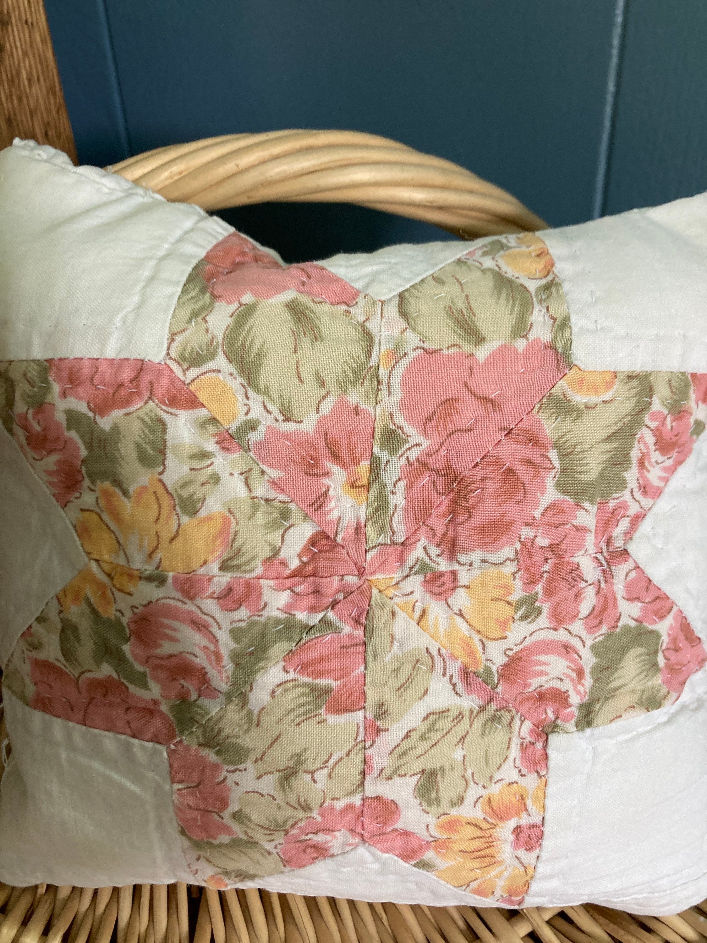 Reversible Vintage Quilt Squares Repurposed Into Pillow Etsy