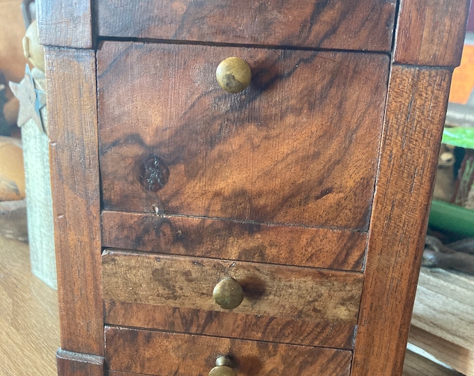 Antique Walnut Storage Abatant Minature Box