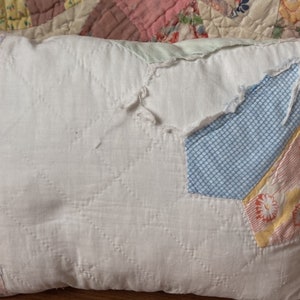 Reversible Vintage Quilt Squares Made Into Pillow