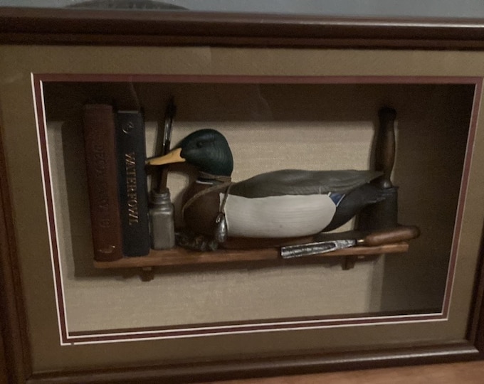 Vintage Ducks Unlimited Waterfowl Series Duck Decoy Carving Shadow Box