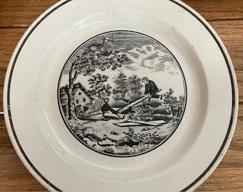 Vintage See-Saw Transferware Scene Plate