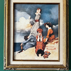 Vintage Norman Rockwell “Waiting on the Shore” Authentic Framed Canvas Reproduction