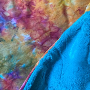 Tie-Dye Cotton and Teal Minky Blanket