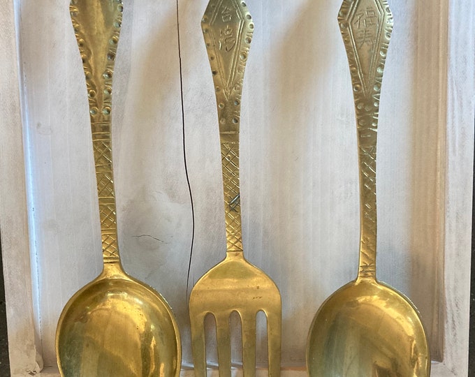 Asian Golden Oversized Spoons and Fork Set