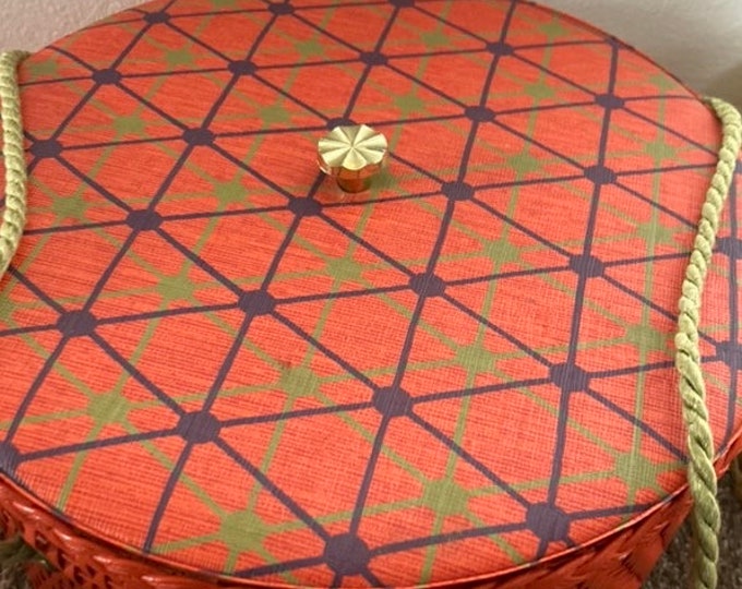 Vintage Princess Retro Orange Sewing Basket