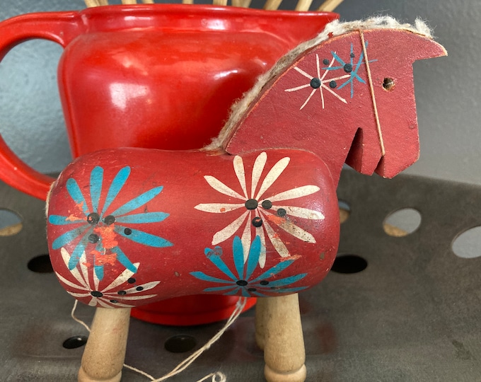 Vintage Handcarved and Handpainted Swedish Toy Horse
