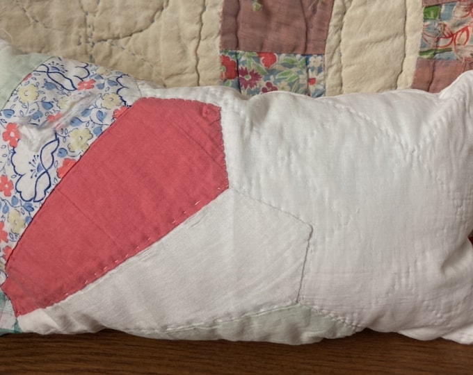 Reversible Vintage Quilt Squares Made Into Pillow