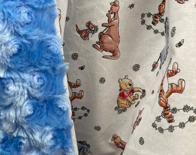 Winnie the Pooh & Friends Light Blue Minky Blanket