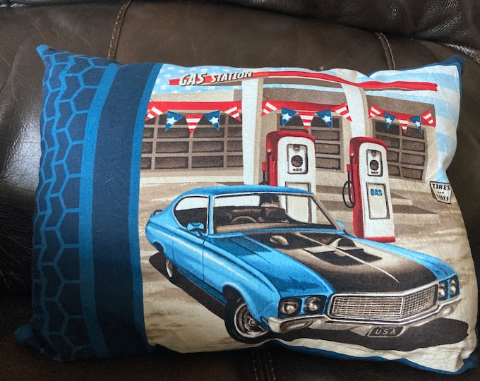 Reversible Muscle Car Americana Style Pillow