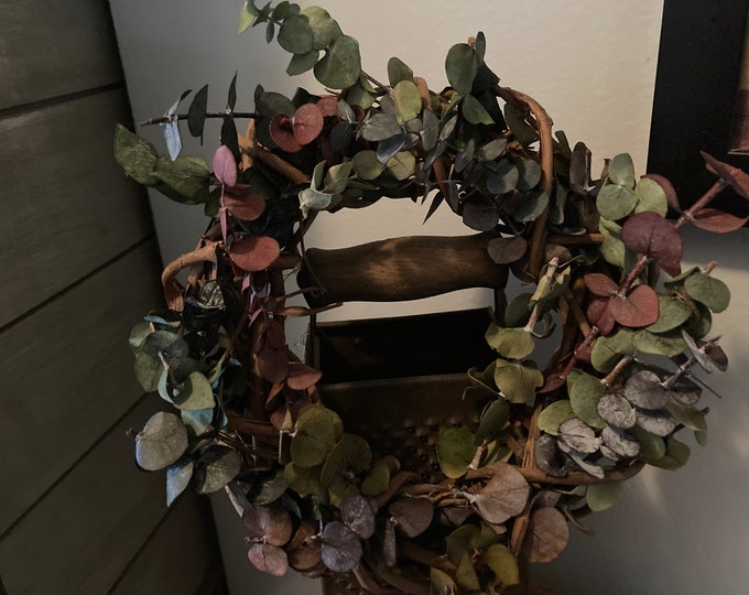 Small Grapevine Wreath with Dried Eucalyptus