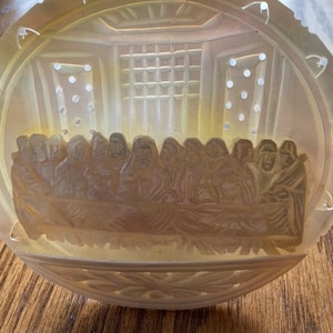 Vintage Mother of Pearl Shell Carved with “The Last Supper” Scene