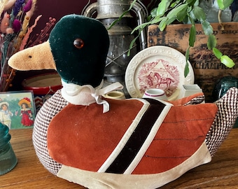 Vintage Handmade Fabric Mallard Duck Decor