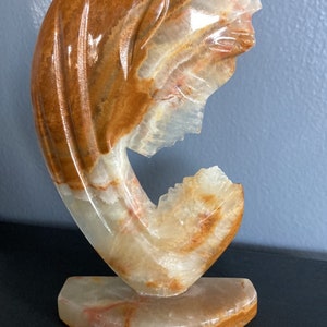 Vintage Quartz Stone Hand Carved Mary and Baby Jesus Statue