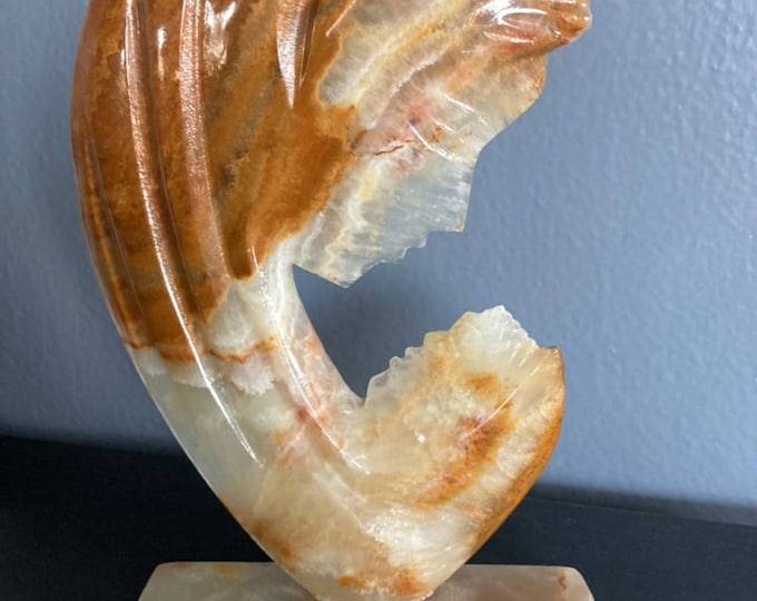 Vintage Quartz Stone Hand Carved Mary and Baby Jesus Statue