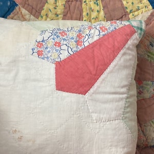 Reversible Vintage Quilt Squares Made Into Pillow