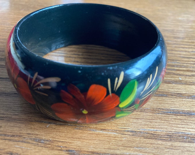 Vintage Wooden Handpainted Bangle Bracelet