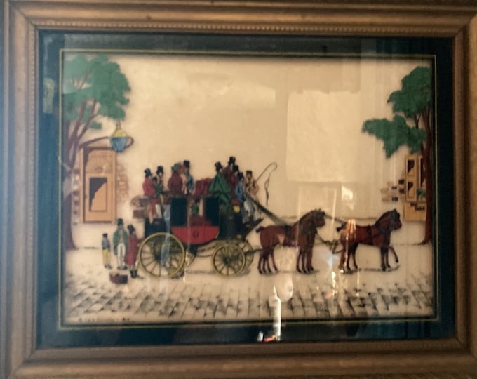 Antique Vitalie Z. Terletzky C & A Richards Reverse Glass Framed Painting