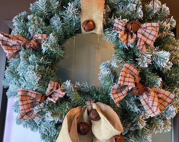 Country Style Christmas Winter Flocked Wreath