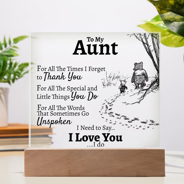 Sentimental Gift for Aunt LED Acrylic, Aunt Birthday Gift from Niece, Aunt Christmas Gift, Auntie Personalized Gift, Best Aunt Gift Xmas