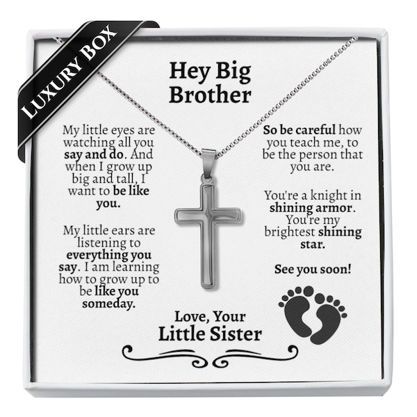 New Big Brother Cross Necklace from Baby, Gift for Older Siblings When Baby is Born, Gift from Newborn to Big Brother, Ideas for Big Brother