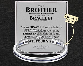 To My Brother Gift Bracelet Set - Sibling Bond Cuff & Box Chain Duo - Hypoallergenic, Versatile, Gift-Ready Package
