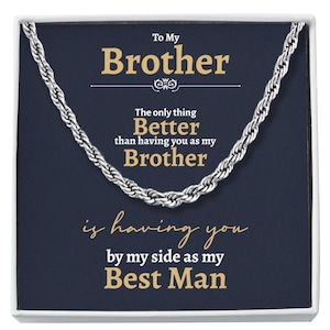 Broer beste man stalen touw ketting voor bruiloft, beste man cadeau voor broer, broer beste man voorstel, beste man huwelijksgeschenken