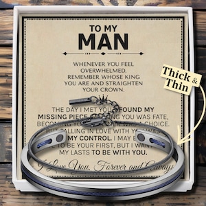 A mi hombre "Crown Edition" Conjunto de pulseras Regalo para él, Mejor regalo romántico para novio, Regalo reflexivo para él Cumpleaños, Buen aniversario