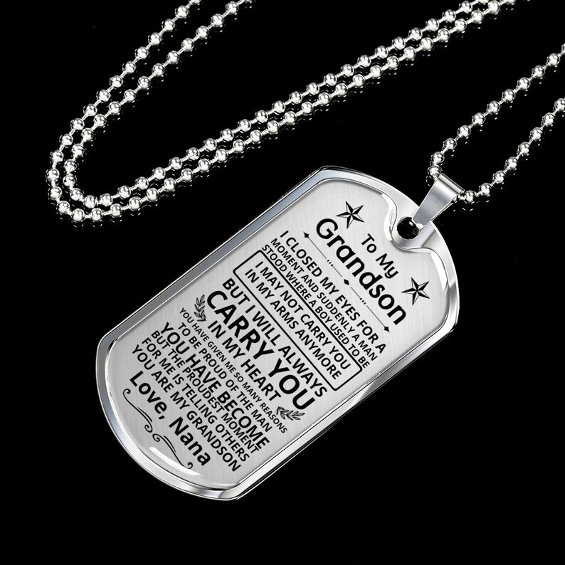 Grandson dog tag necklace Clearance