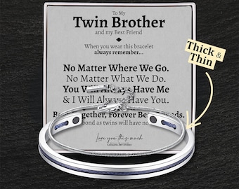 Twin Brother Gift Bracelet Set - Cuff & Box Chain Duo - Hypoallergenic - Birthday Keepsake for Twin - Sentimental Sibling Bond Twin Brother