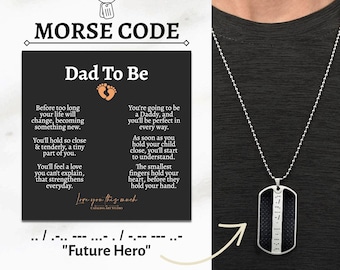 Personalized Dad to Be Morse Code Necklace, Gift for Expecting Dad, Hospital Gift for New Dad, Baby Shower Gift for Dad, Father to Be Gifts