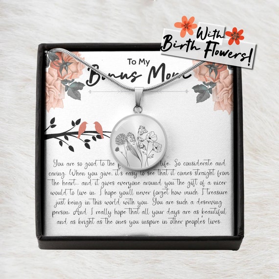 "Love You This Much" Stepped Up Mom Necklace Gift Set - Cubic Zirconia Ribbon Pendant With Card & Gift Box