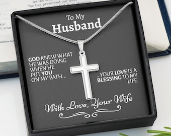 Husband Cross Necklace, Romantic Gift For Husband, Husband Gift, Husband Anniversary, Thoughtful Gift For Husband, Jewelry Gift For Husband