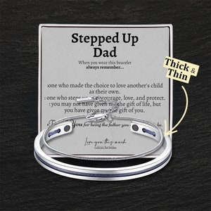 Stepdad Gift from Stepdaughter - Stepped Up Dad Keepsake - Cuff & Box Chain Bracelet Set - Father's Day or Birthday Gift - Stepfamily Bond