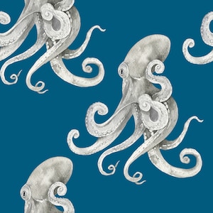 Ocean wallpaper, peel & stick, octopus, kraken, coastal home decoration, bathroom wallpaper ideas, self adhesive and easily removable, decor