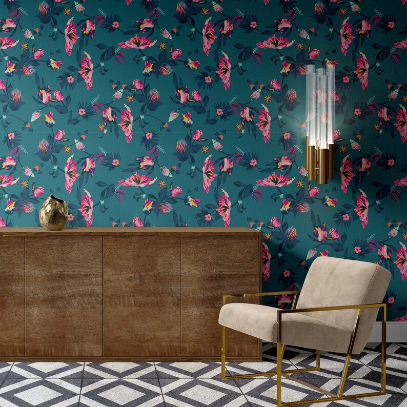 Wallpaper Peel and Stick Fabric Wallpaper Colorful Etsy