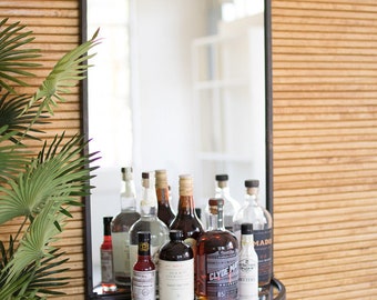 Wall Mirror With Folding Shelf. A Great Home Bar or Living Room Mirror Decoration, Metal Mirror